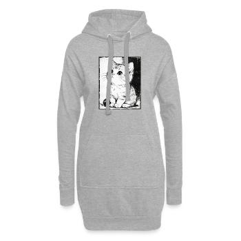 Katzen-Skizzenstück Schwarzweiß - Hoodie-Kleid - Grau meliert - Vorne