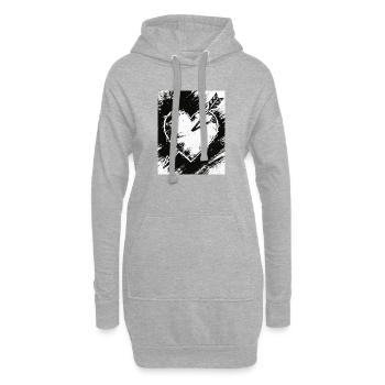 Schwarzweiß Herz mit Pfeil - Hoodie-Kleid - Grau meliert - Vorne