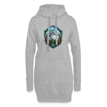 Bergpanorama Wappenmotiv Berge - Hoodie-Kleid - Grau meliert - Vorne