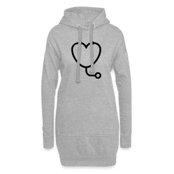 Tierarzt Herz Stethoskop Logo - Hoodie-Kleid - Grau meliert - Vorne