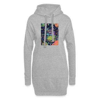 Katze Hippie Weltraum - Hoodie-Kleid - Grau meliert - Vorne