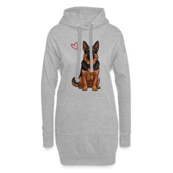 Berger allemand noir et rouge - Sweat-shirt à capuche long Femme - gris chiné - Devant