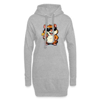 Sonnenbrillen-Hamster Cocktailspaß - Hoodie-Kleid - Grau meliert - Vorne