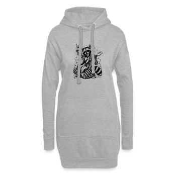 Raton laveur avec motif de guitare - Sweat-shirt à capuche long Femme - gris chiné - Devant