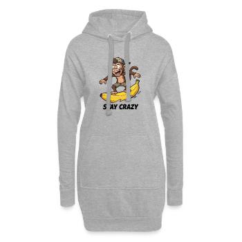 Bananen-Surf-Affe - Hoodie-Kleid - Grau meliert - Vorne