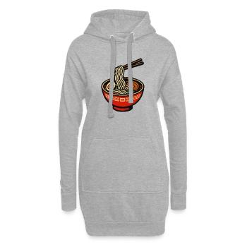 Ramen-Nudeln in einer bunten Schüssel - Hoodie-Kleid - Grau meliert - Vorne