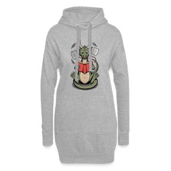 T-shirt Reading Dragon – Un t-shirt Dragon mignon - Sweat-shirt à capuche long Femme - gris chiné - Devant
