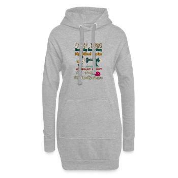 Le quilting occupe mes mains - Sweat-shirt à capuche long Femme - gris chiné - Devant