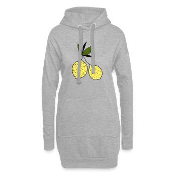 Handgezeichnetes Zitronen-Duo - Hoodie-Kleid - Grau meliert - Vorne