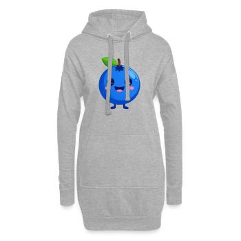 Visage de myrtille de Kawaii - Sweat-shirt à capuche long Femme - gris chiné - Devant