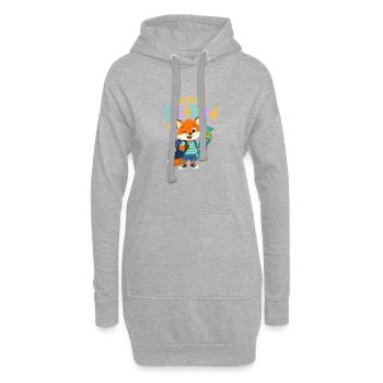 Endlich Schulkind Fox Zuckertüte - Hoodie-Kleid - Grau meliert - Vorne