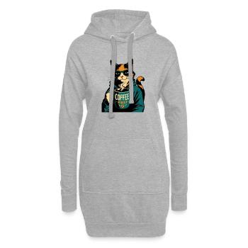 Coffee First Coffee Cat Pullover Hoodie - Hoodie Dress - heather grey - Front