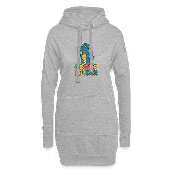 Dinosaurier Großer Bruder - Hoodie-Kleid - Grau meliert - Vorne