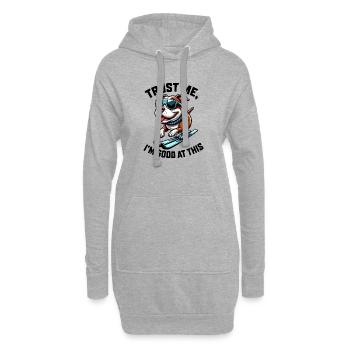Dessin animé Skieur Bouledogue Chien Drôle - Sweat-shirt à capuche long Femme - gris chiné - Devant