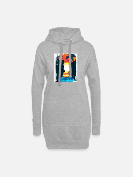 Tropischer Sonnenuntergangsliebhaber - Hoodie-Kleid - Grau meliert