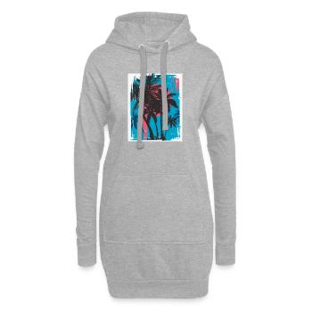 Palm trees in neon sunset - Hoodie Dress - heather grey - Front