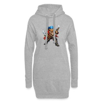 Boucanier avec foulard bleu - Sweat-shirt à capuche long Femme - gris chiné - Devant
