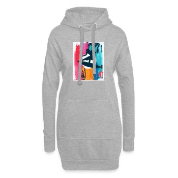 Surf-Silhouette im tropischen Sonnenuntergang - Hoodie-Kleid - Grau meliert - Vorne