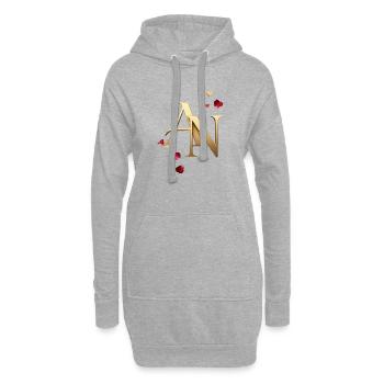 Goldenes AN Initialen mit Rosenblüten - Hoodie-Kleid - Grau meliert - Vorne