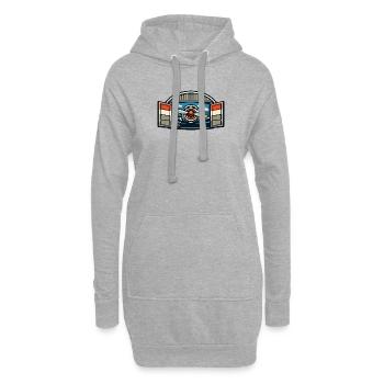 Retro Propeller Flugzeug Hangar - Hoodie-Kleid - Grau meliert - Vorne