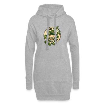 Grow Your Own Way – Pothos Pflanzen Spruch - Hoodie-Kleid - Grau meliert - Vorne