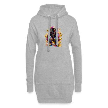 Farbenfrohe Weltraumastronautin - Hoodie-Kleid - Grau meliert - Vorne