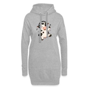 Cow dancing to music farmer farm - Hoodie Dress - heather grey - Front
