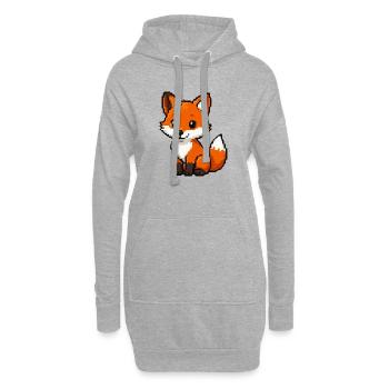 Retro Pixel Fox Cuddly Fox - Hoodie Dress - heather grey - Front
