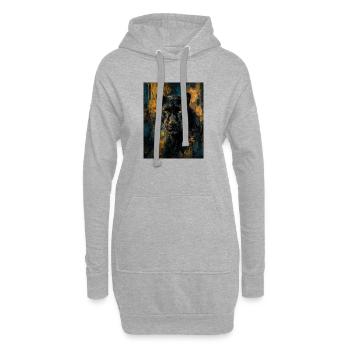 Panthère noire dorée - Sweat-shirt à capuche long Femme - gris chiné - Devant