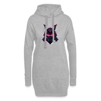Casque de samouraï néon - Sweat-shirt à capuche long Femme - gris chiné - Devant