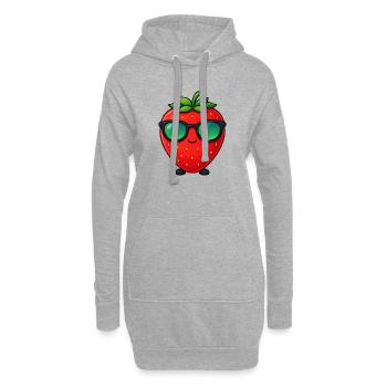 Kawaii Fraise avec lunettes de soleil Minimalisme - Sweat-shirt à capuche long Femme - gris chiné - Devant