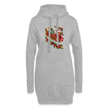 Dackel Weihnachtsgeschenkschlitten - Hoodie-Kleid - Grau meliert - Vorne