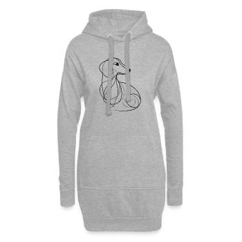 Dackel Hund Linie Design Schwarz-Weiß Line Art - Hoodie-Kleid - Grau meliert - Vorne