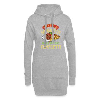 Pizza und Spaghetti machen mich zu Completti Pasta - Hoodie-Kleid - Grau meliert - Vorne