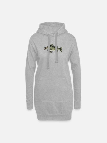 Pêche aux carnassiers du sandre - Sweat-shirt à capuche long Femme - gris chiné