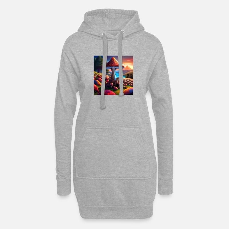 Mushroom comic - Hoodie-Kleid - Grau meliert
