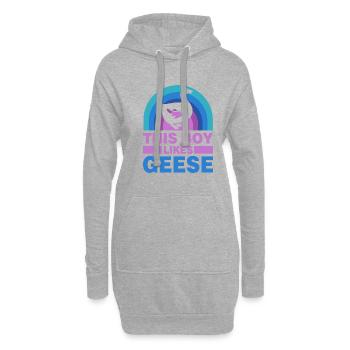 Un garçon aime les jolies oies citation ironique - Sweat-shirt à capuche long Femme - gris chiné - Devant