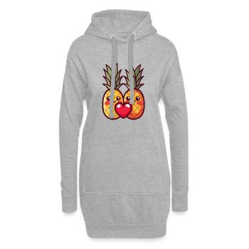 Ananas Paar Liebe Herz Valentinstag - Hoodie-Kleid - Grau meliert - Vorne