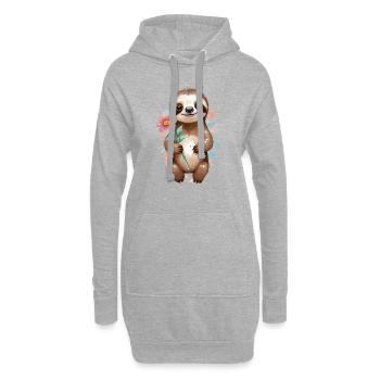 Flower Power Faultier - Aquarell - Hoodie-Kleid - Grau meliert - Vorne
