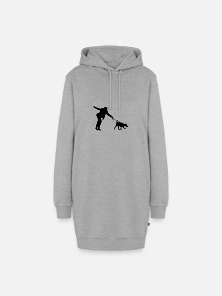 Hundetrainer Hund Trainer Leine Freund Geschenk - Hoodie-Kleid - Grau meliert