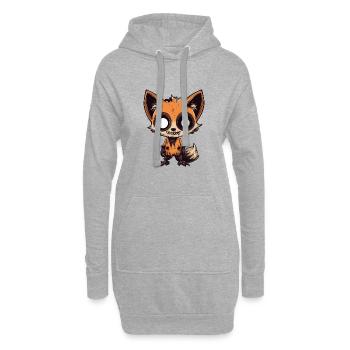 Renard Halloween Bande Dessinée Drôle - Sweat-shirt à capuche long Femme - gris chiné - Devant