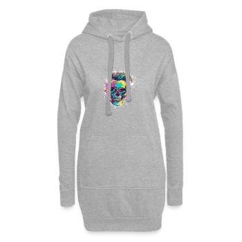 Techno Totenkopf Party Frisur - Hoodie-Kleid - Grau meliert - Vorne
