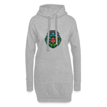 Gorilla Porträt Bunt - Hoodie-Kleid - Grau meliert - Vorne