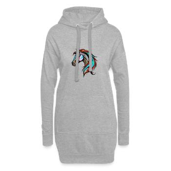 Pferd Porträt Bunt - Hoodie-Kleid - Grau meliert - Vorne