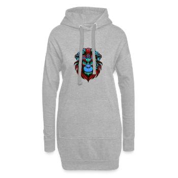 Portrait De Singe Coloré - Sweat-shirt à capuche long Femme - gris chiné - Devant