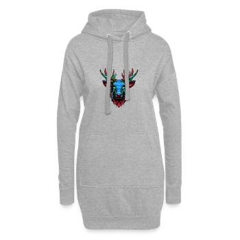 Elch Porträt Bunt - Hoodie-Kleid - Grau meliert - Vorne