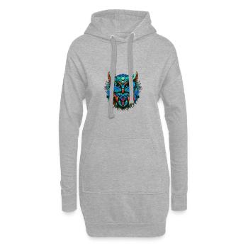 Eule Porträt Bunt - Hoodie-Kleid - Grau meliert - Vorne