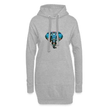 Elefant Porträt Bunt - Hoodie-Kleid - Grau meliert - Vorne