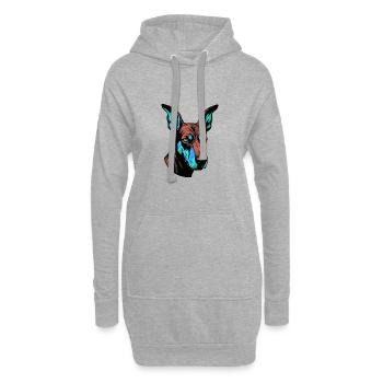 Doberman Chien Portrait Coloré - Sweat-shirt à capuche long Femme - gris chiné - Devant