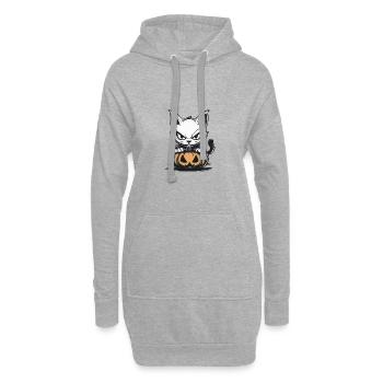 Katze Halloween Kater - Hoodie-Kleid - Grau meliert - Vorne